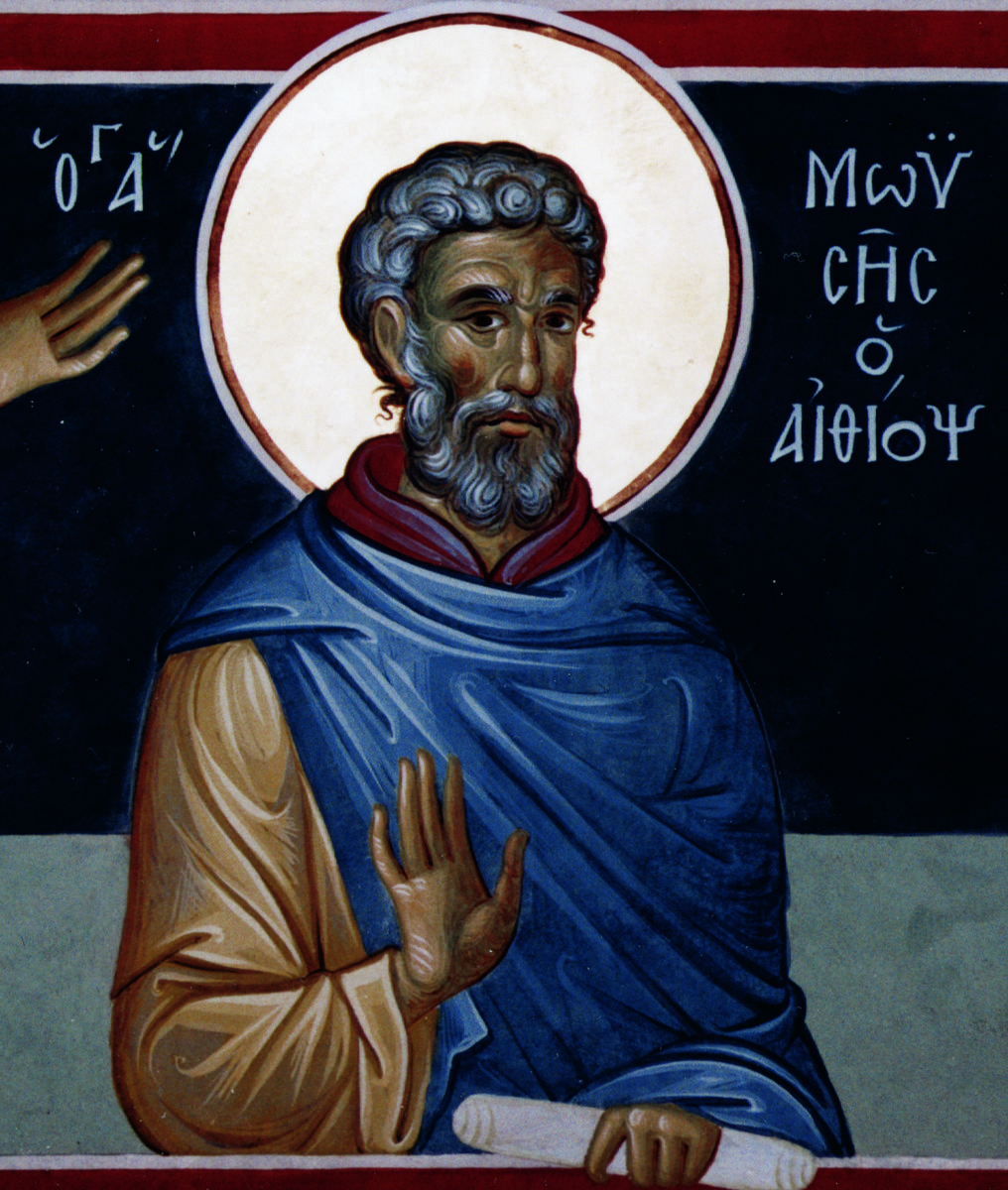Преподобный Моисей Мурин жил в IV веке в Египте. Он был эфиоп, лицом был черен и поэтому назван 